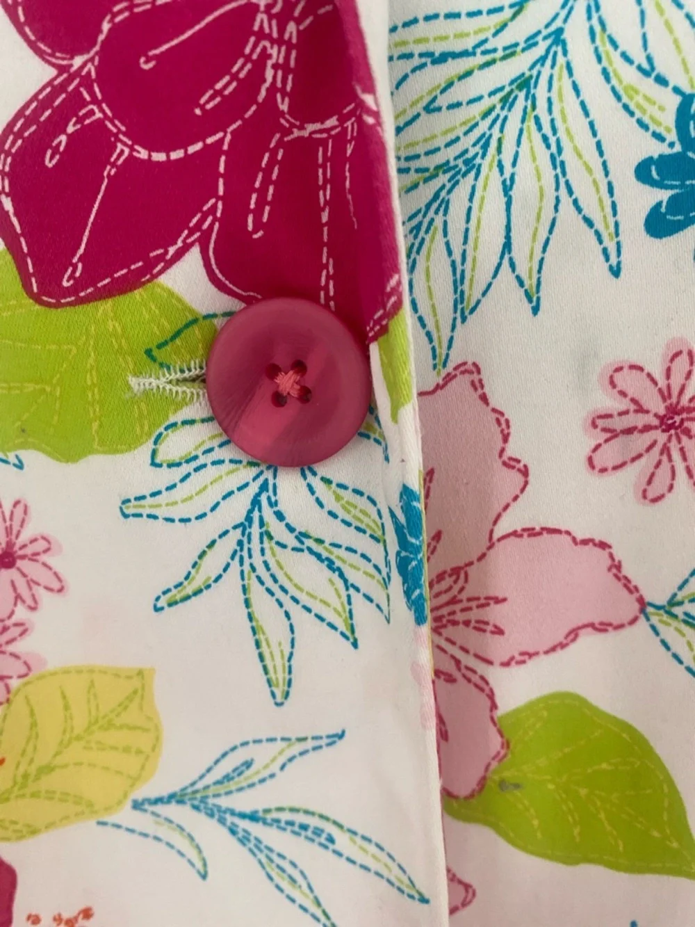 Harvé Benard Bold Colourful Floral button down lined cotton Spring Coat Size 16 - Picture 7 of 17